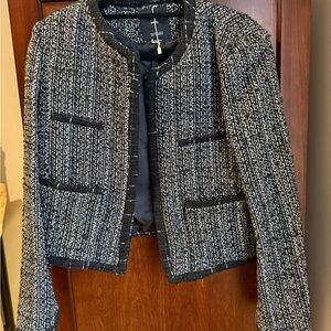 Mango Black and White Tweed Blazer
